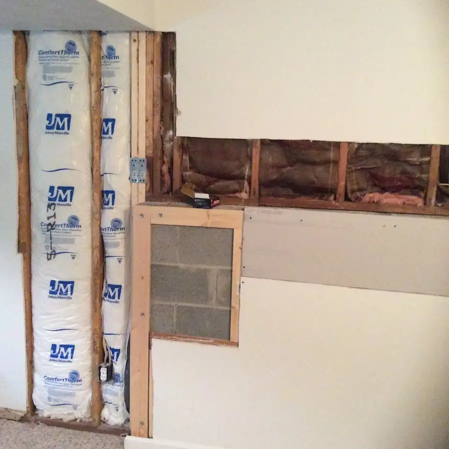 Wall insulation replacement during Basement Flood Cleanup in Belfast